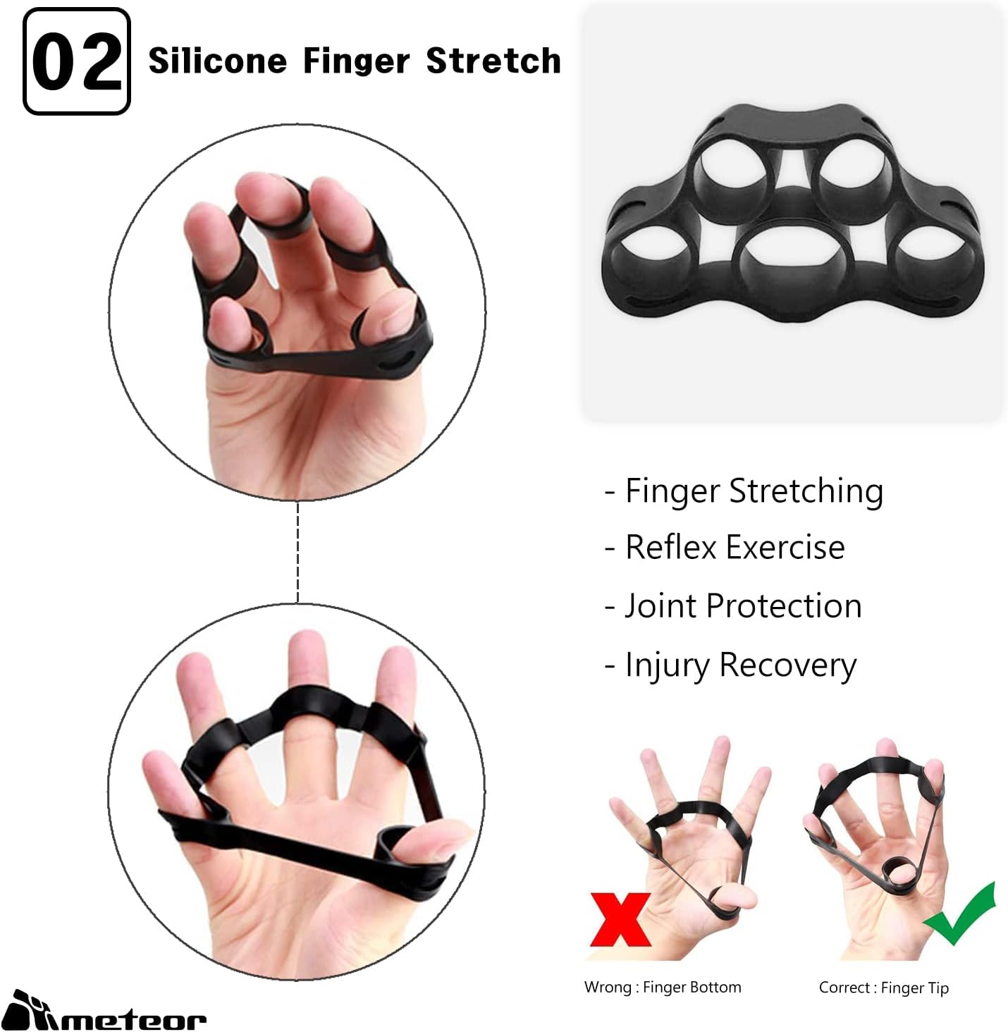 METEOR Essential Hand Grip Strengthener Kit (5-In-1) - Adjustable Gripster Trainer Set for Enhanced Grip Strength, Forearm Training, and Finger Flexibility - Includes Carry Bag