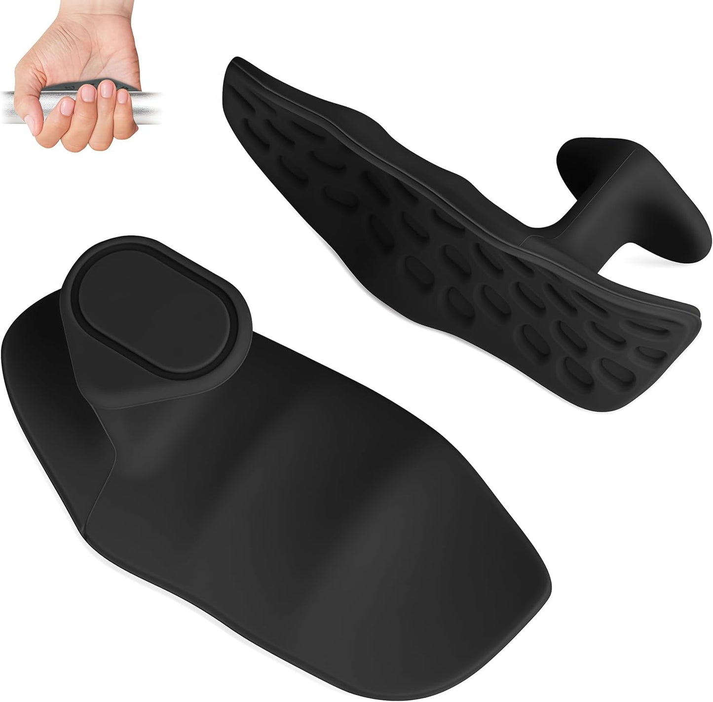 Anti-Slip Workout Grips - Ergonomic Silicone Hand Protector Gloves for Weight Lifting, Pull-Ups, Gym Training and Exercise, for Men and Women (Black)