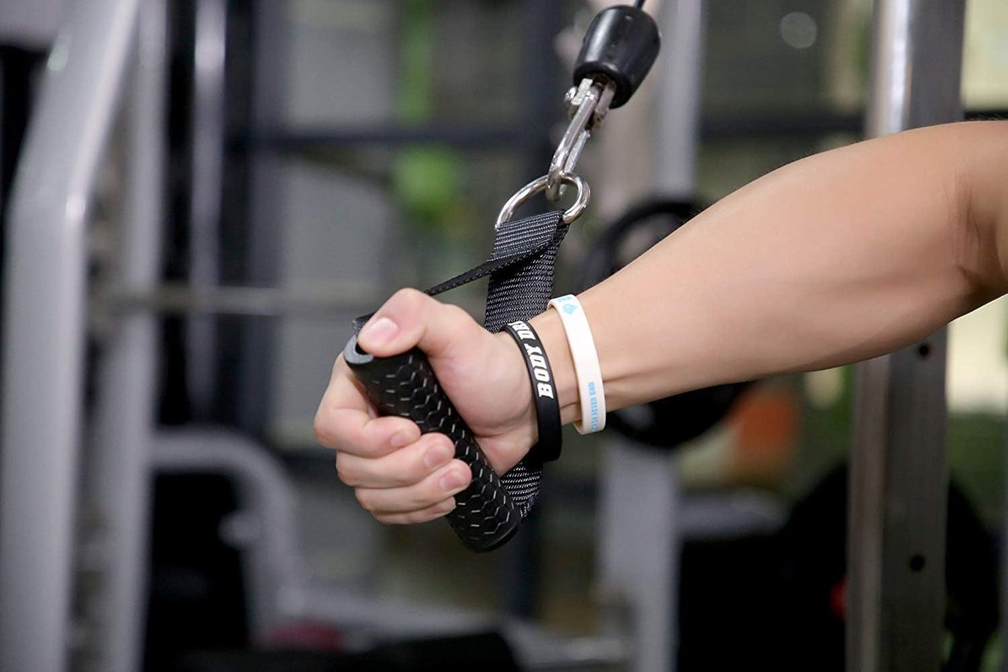 Upgraded Cable Machine Attachments Resistance Bands Handles Grips Fitness Strap Stirrup Handle Cable Attachment Silicon Grip with Metal Carabiner Colorful Version