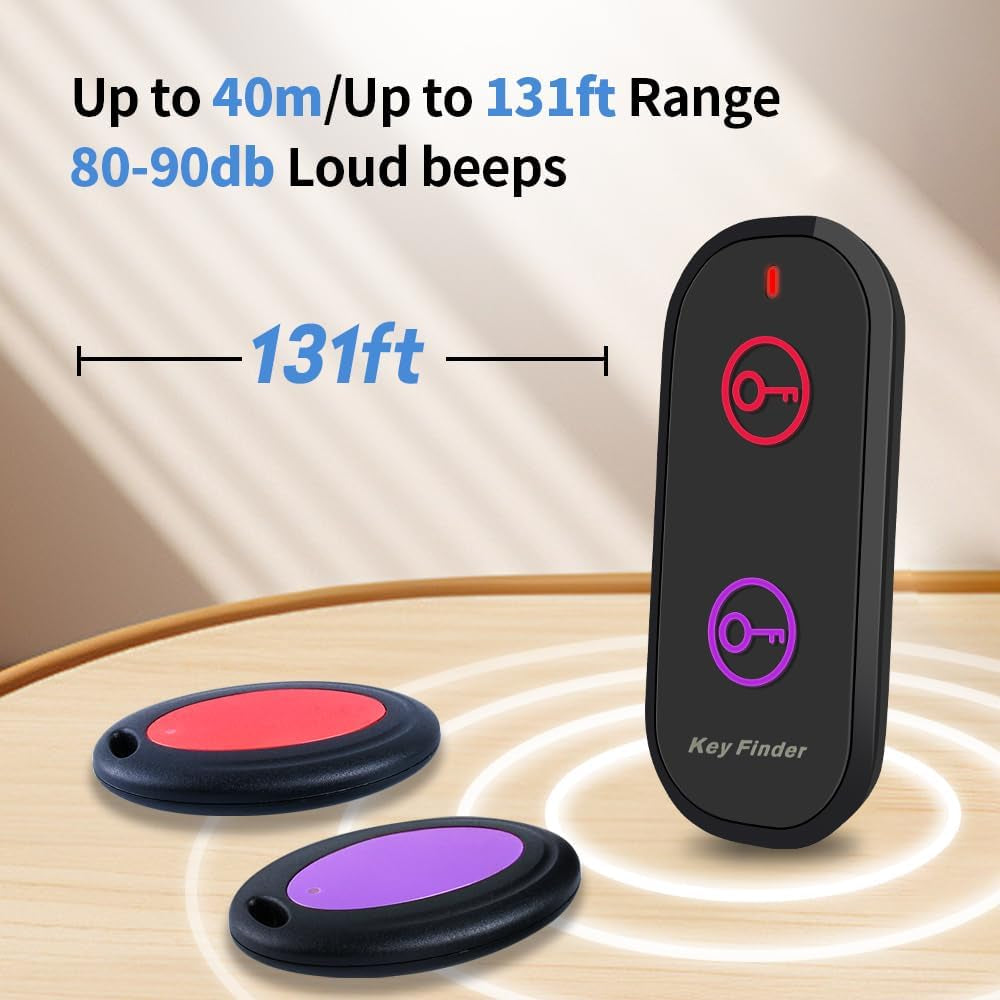 Key Finder, Item Finders & Trackers 131Ft Range Remote Finders with Sound, Wireless Wallet Finders Locator Tag for Finding Key Remote Wallet Pet Phone Glasses