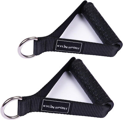 Upgraded Cable Machine Attachments Resistance Bands Handles Grips Fitness Strap Stirrup Handle Cable Attachment Silicon Grip with Metal Carabiner Colorful Version