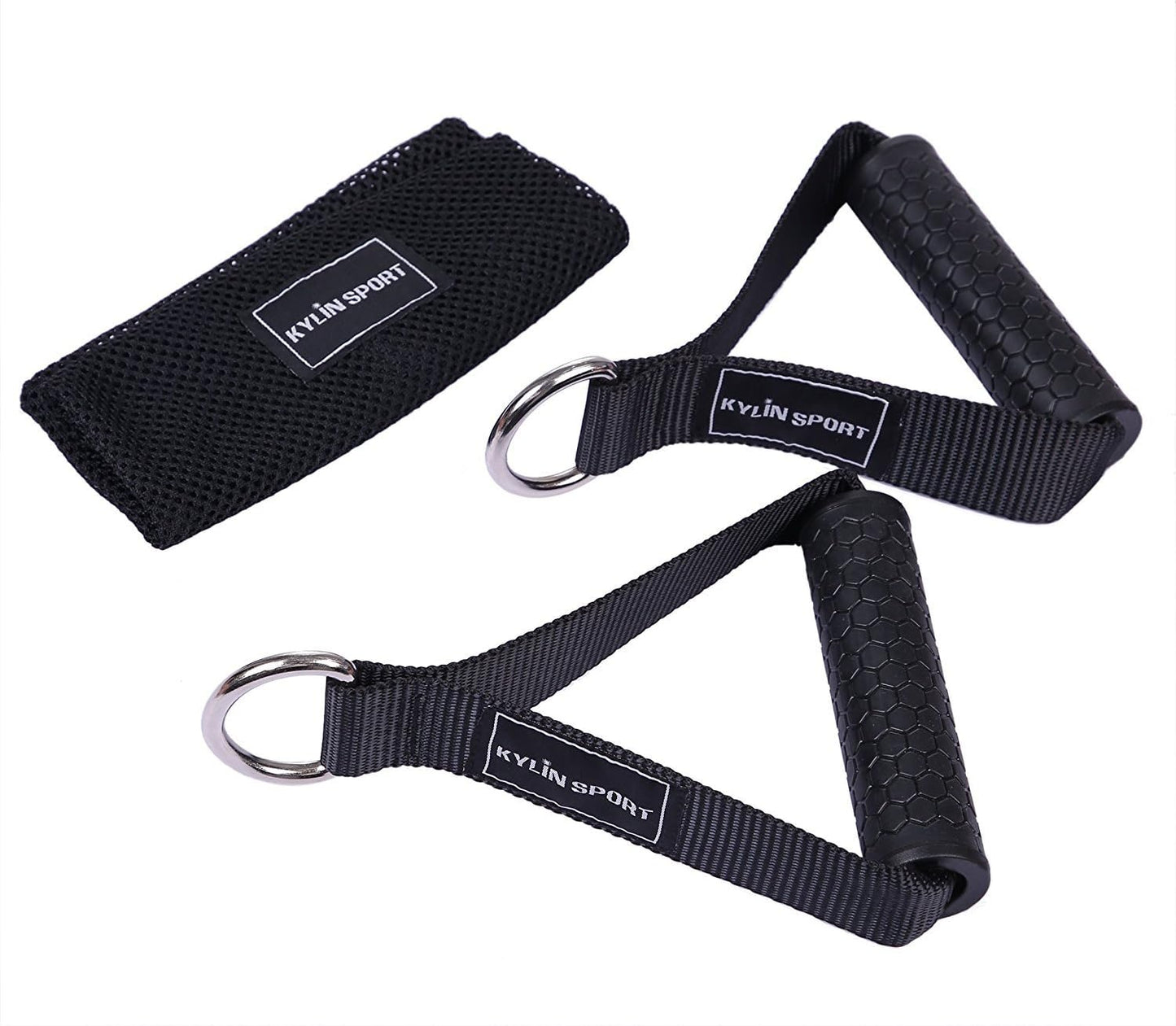 Upgraded Cable Machine Attachments Resistance Bands Handles Grips Fitness Strap Stirrup Handle Cable Attachment Silicon Grip with Metal Carabiner Colorful Version