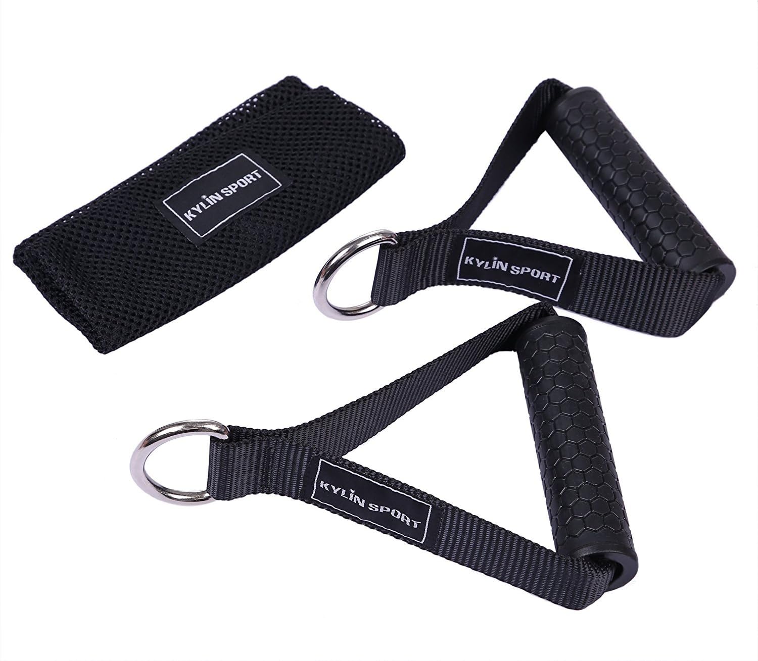 Upgraded Cable Machine Attachments Resistance Bands Handles Grips Fitness Strap Stirrup Handle Cable Attachment Silicon Grip with Metal Carabiner Colorful Version