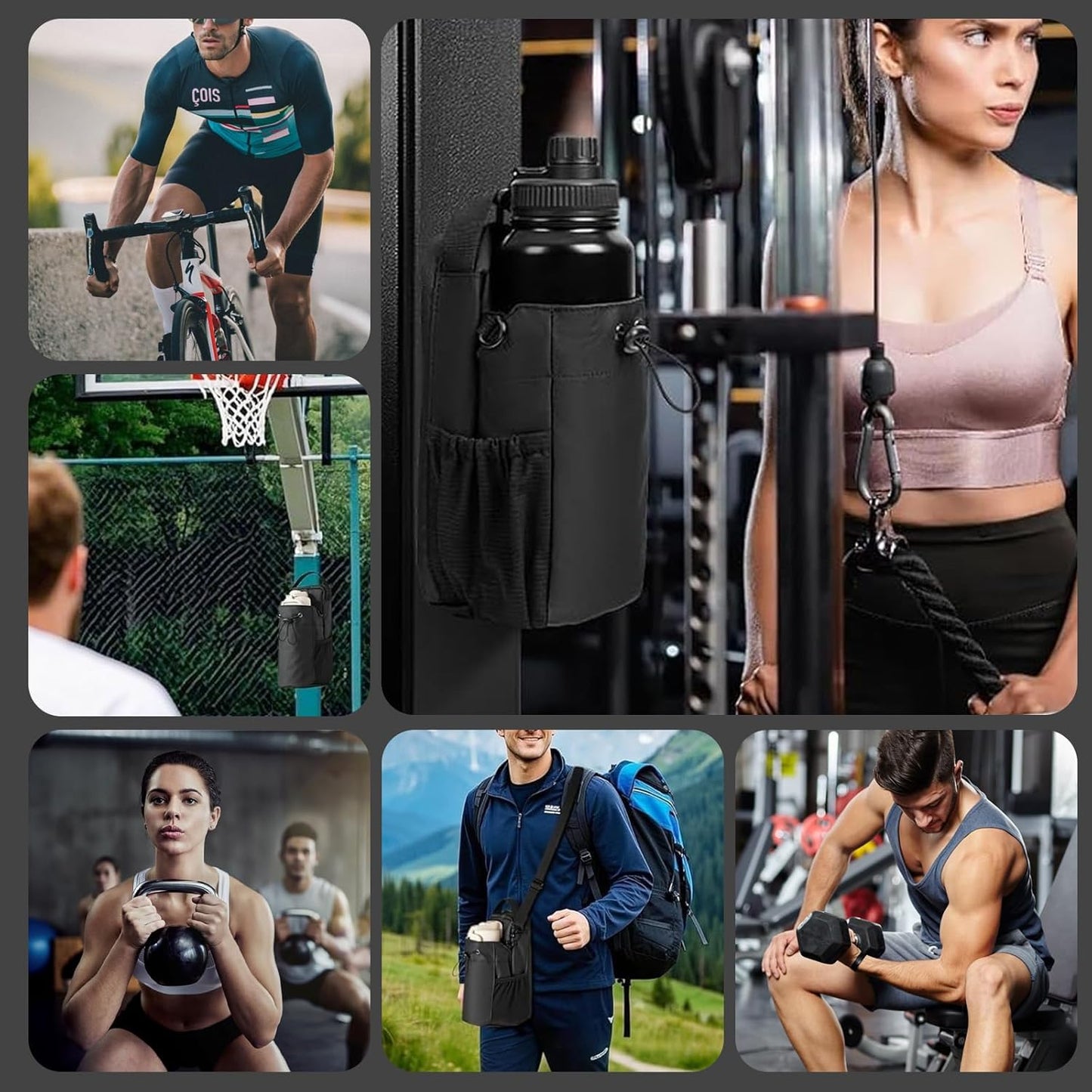 Magnetic Gym Bag, Gym Magnetic Water Bottle Holder Bag with Phone Pockets & Accessories Organizer, Sling Bag with Adjustable Strap for Men/Women Gym Accessories Organizer