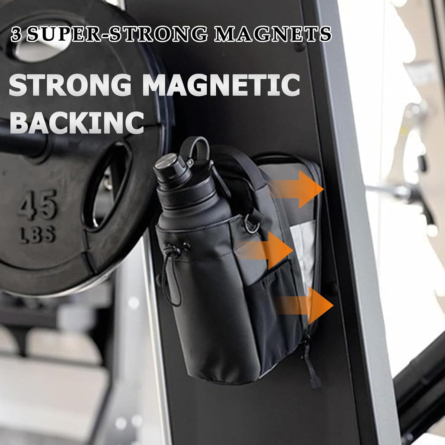 Magnetic Gym Bag, Gym Magnetic Water Bottle Holder Bag with Phone Pockets & Accessories Organizer, Sling Bag with Adjustable Strap for Men/Women Gym Accessories Organizer