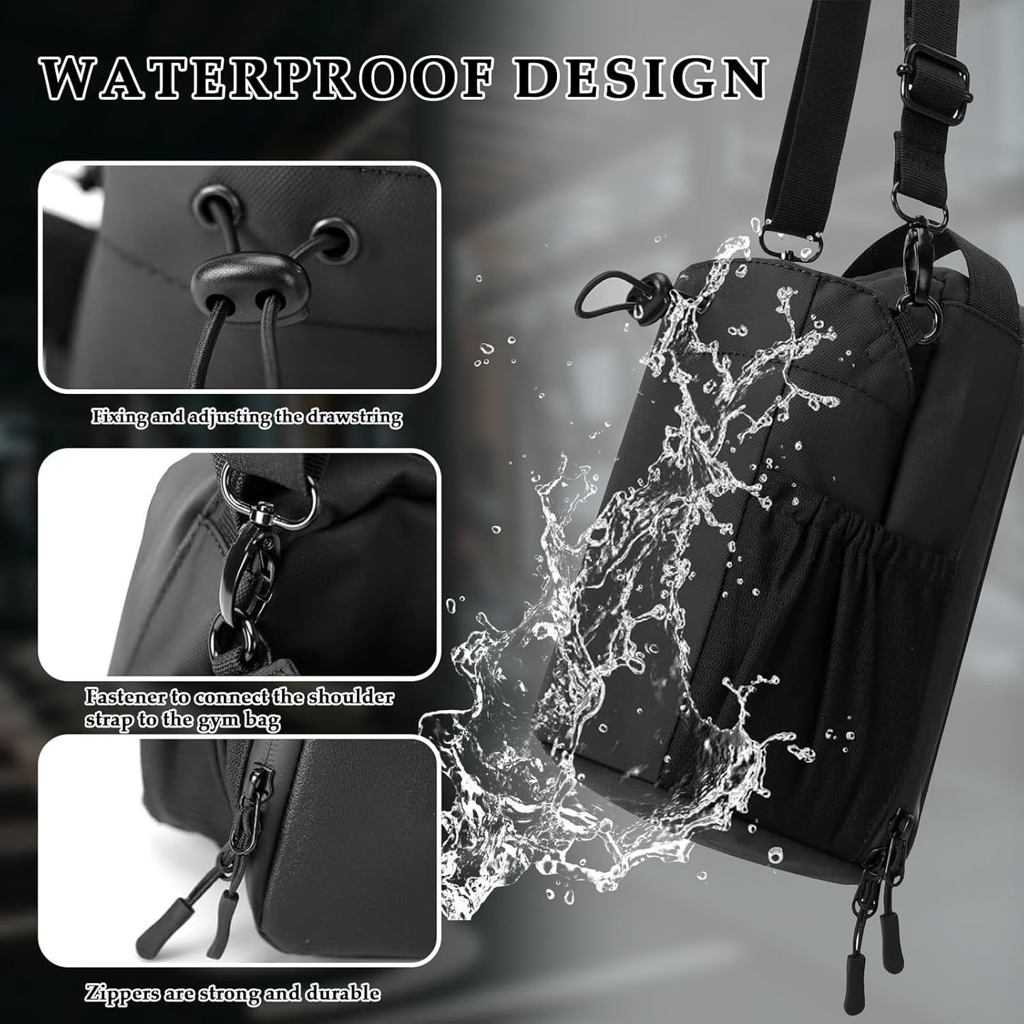 Magnetic Gym Bag, Gym Magnetic Water Bottle Holder Bag with Phone Pockets & Accessories Organizer, Sling Bag with Adjustable Strap for Men/Women Gym Accessories Organizer
