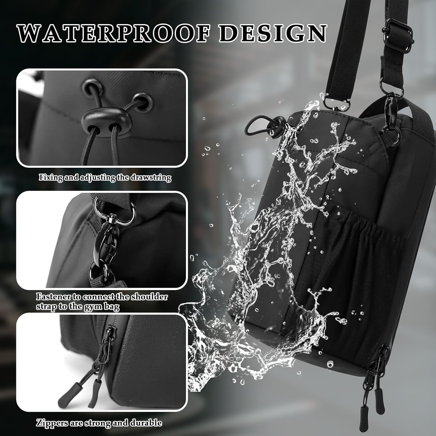 Magnetic Gym Bag, Gym Magnetic Water Bottle Holder Bag with Phone Pockets & Accessories Organizer, Sling Bag with Adjustable Strap for Men/Women Gym Accessories Organizer