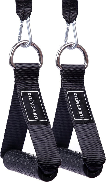 Upgraded Cable Machine Attachments Resistance Bands Handles Grips Fitness Strap Stirrup Handle Cable Attachment Silicon Grip with Metal Carabiner Colorful Version