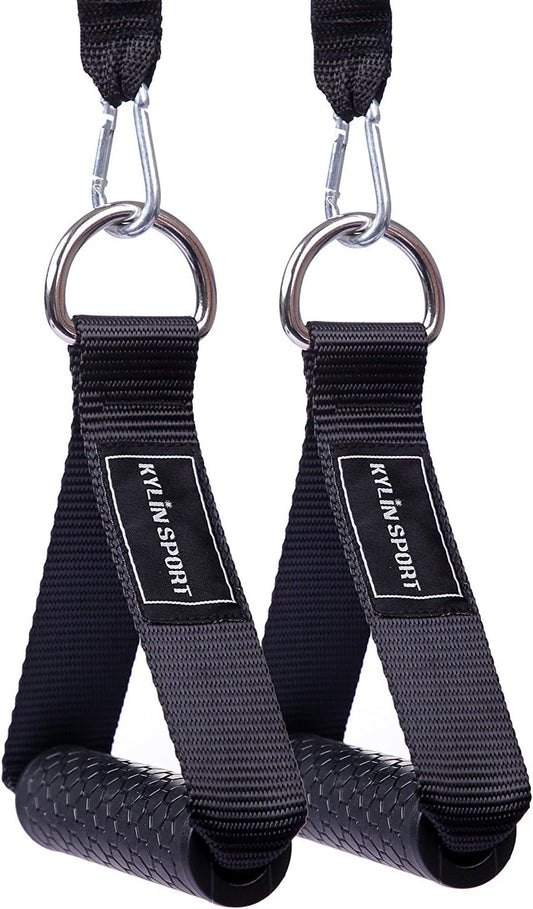 Upgraded Cable Machine Attachments Resistance Bands Handles Grips Fitness Strap Stirrup Handle Cable Attachment Silicon Grip with Metal Carabiner Colorful Version