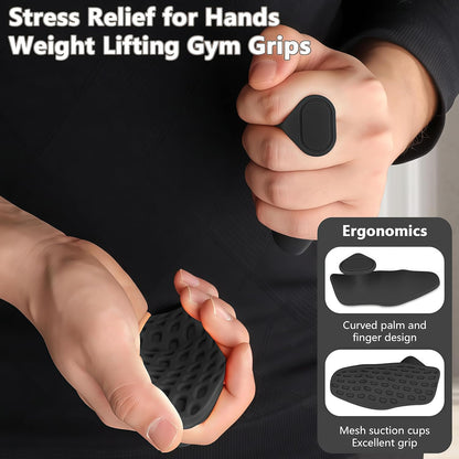 Anti-Slip Workout Grips - Ergonomic Silicone Hand Protector Gloves for Weight Lifting, Pull-Ups, Gym Training and Exercise, for Men and Women (Black)