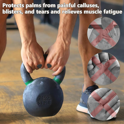 Anti-Slip Workout Grips - Ergonomic Silicone Hand Protector Gloves for Weight Lifting, Pull-Ups, Gym Training and Exercise, for Men and Women (Black)