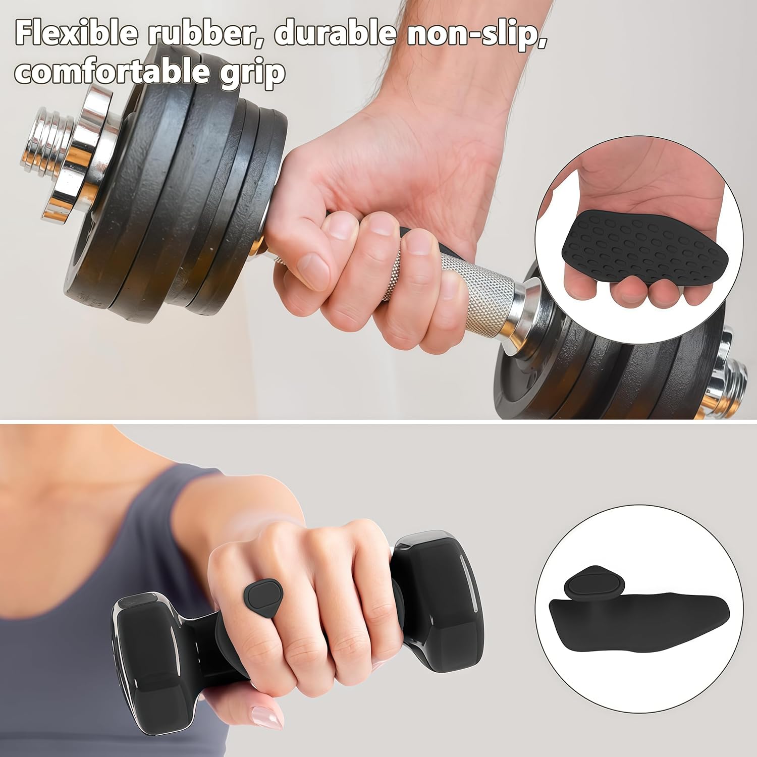 Anti-Slip Workout Grips - Ergonomic Silicone Hand Protector Gloves for Weight Lifting, Pull-Ups, Gym Training and Exercise, for Men and Women (Black)