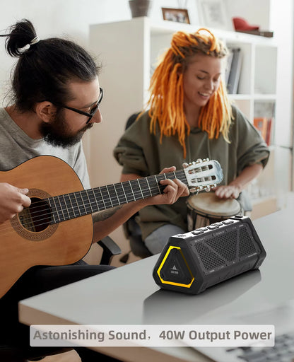 P3 Outdoor Bluetooth Speaker, 40W Output Power Bluetooth 5.3 Speaker ,Stereo Sound IPX7 Waterproof,Micro SD Card,Rgb Light