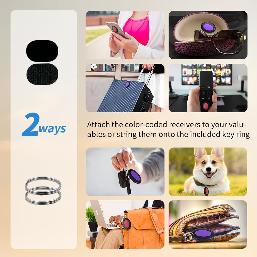Key Finder, Item Finders & Trackers 131Ft Range Remote Finders with Sound, Wireless Wallet Finders Locator Tag for Finding Key Remote Wallet Pet Phone Glasses